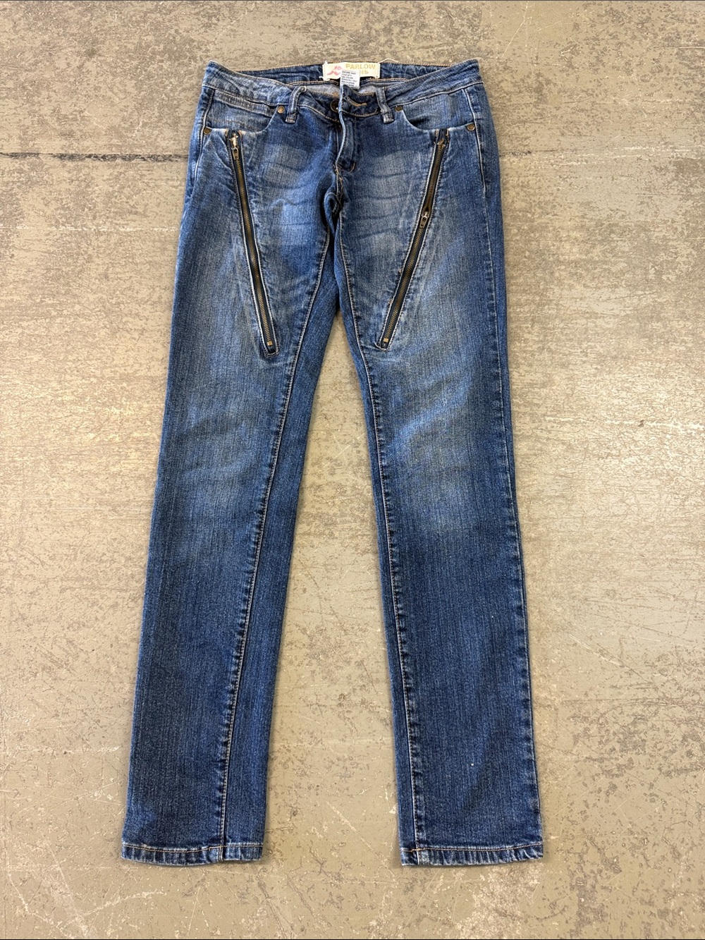 Y2K Farlow Jeans Denim Zipper Accents with Leopard print
